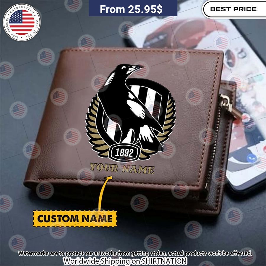 Collingwood Magpies Custom Leather Wallet Loving click