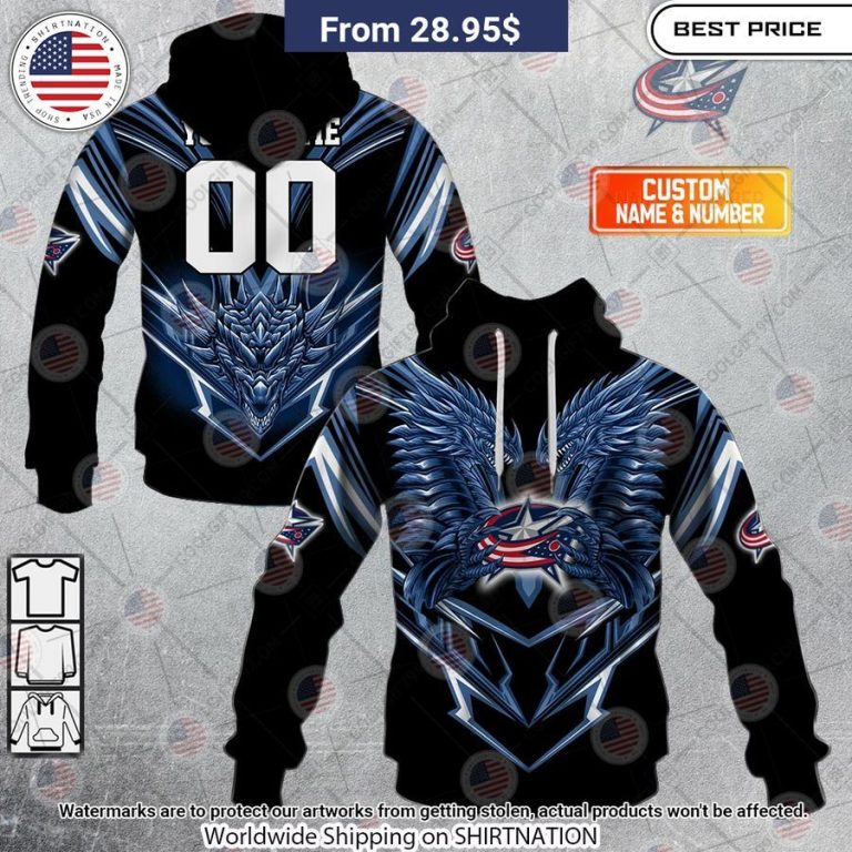 Columbus Blue Jackets Dragon Custom Shirt Eye soothing picture dear