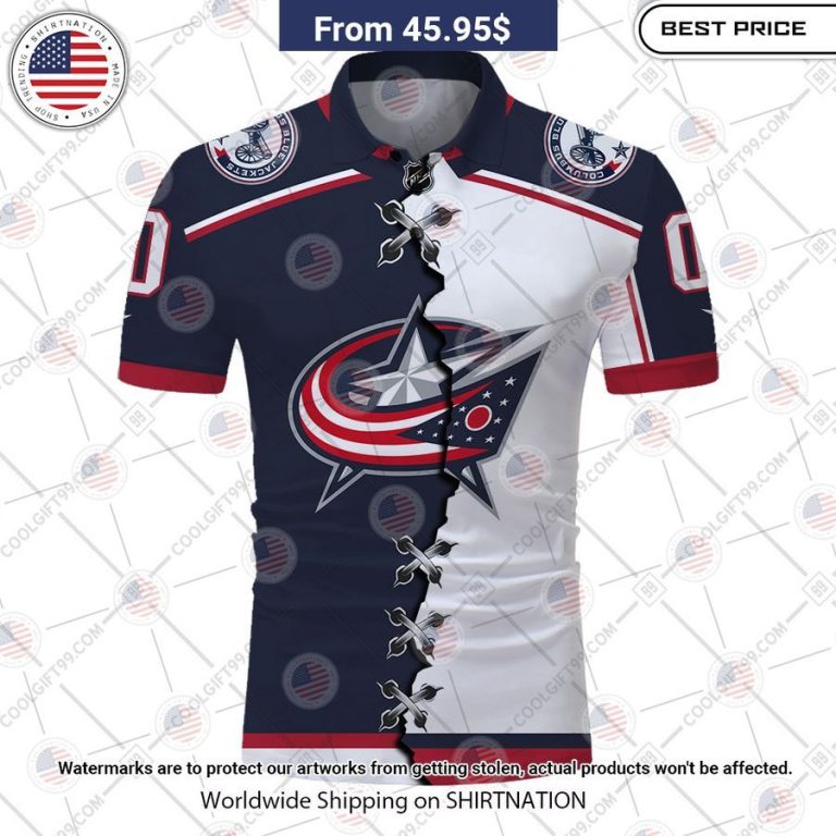 Columbus Blue Jackets Mix Jersey Style Custom Polo Rocking picture