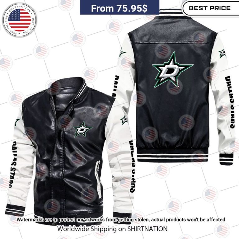 dallas stars leather bomber jacket 3 546