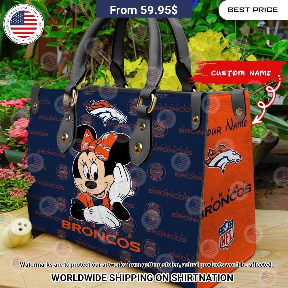 Denver Broncos Minnie Mouse Leather Handbag Hundred million dollar smile bro