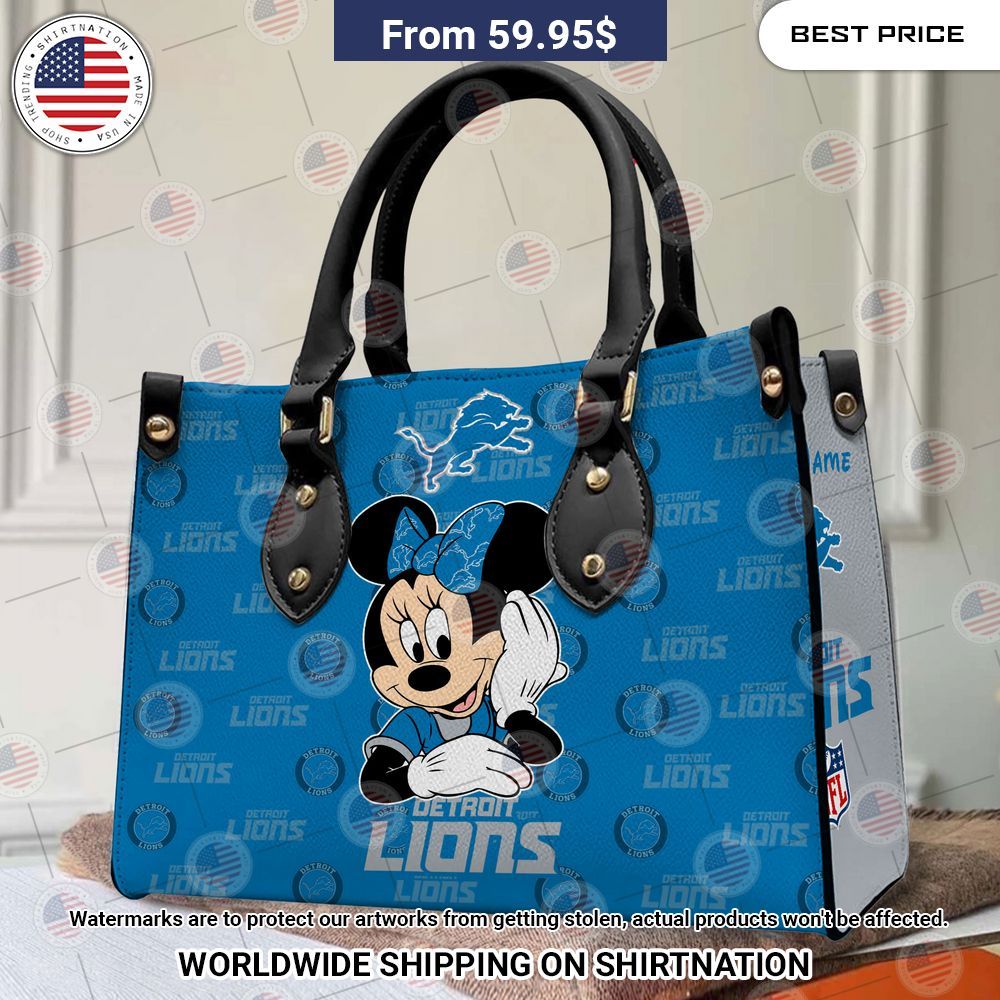 Detroit Lions Minnie Mouse Leather Handbag Nice elegant click