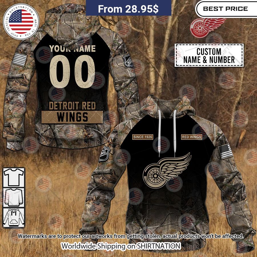 Detroit Red Wings Camouflage Custom Hoodie Cutting dash
