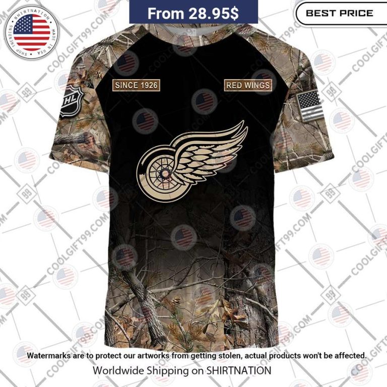 Detroit Red Wings Camouflage Custom Hoodie Cutting dash