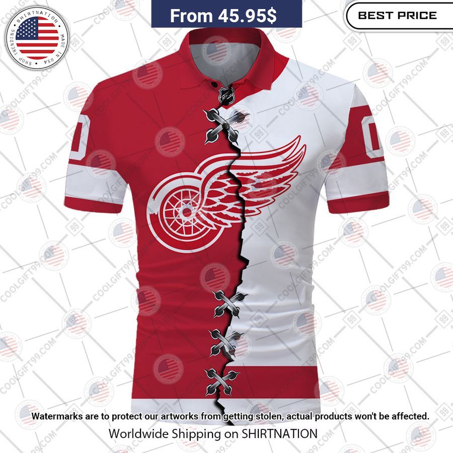 Detroit Red Wings Mix Jersey Style Custom Polo You look handsome bro