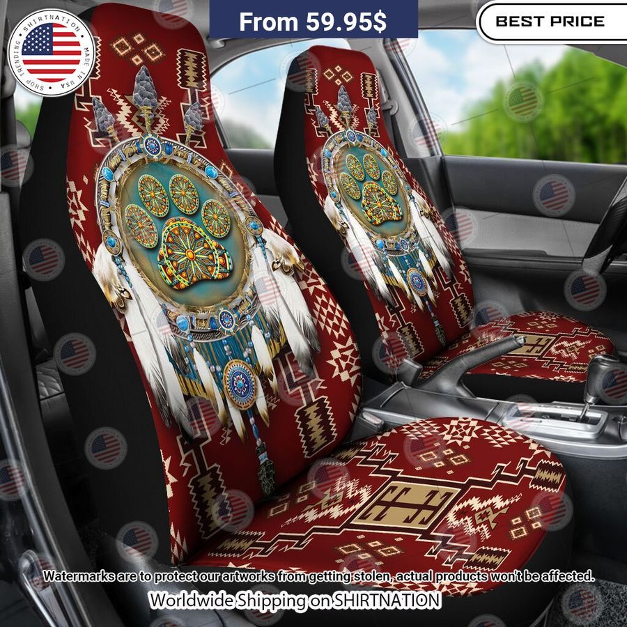 Dog Paw Native American Red Seat Cover Hundred million dollar smile bro