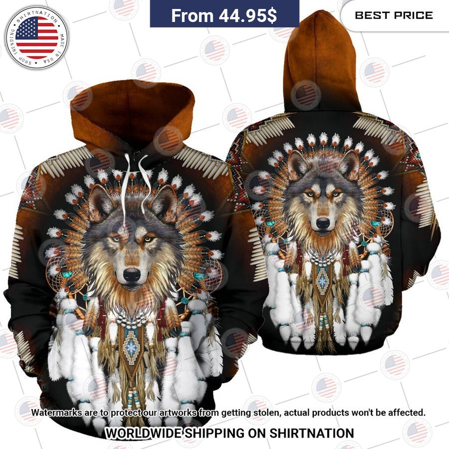 Grey Wolf Native American Rosette Hoodie Best click of yours