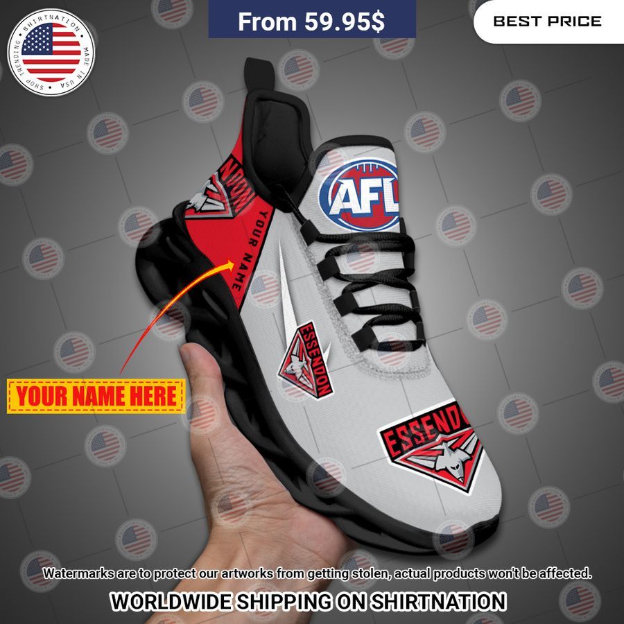 Essendon Bombers Custom Max Soul Shoes Radiant and glowing Pic dear