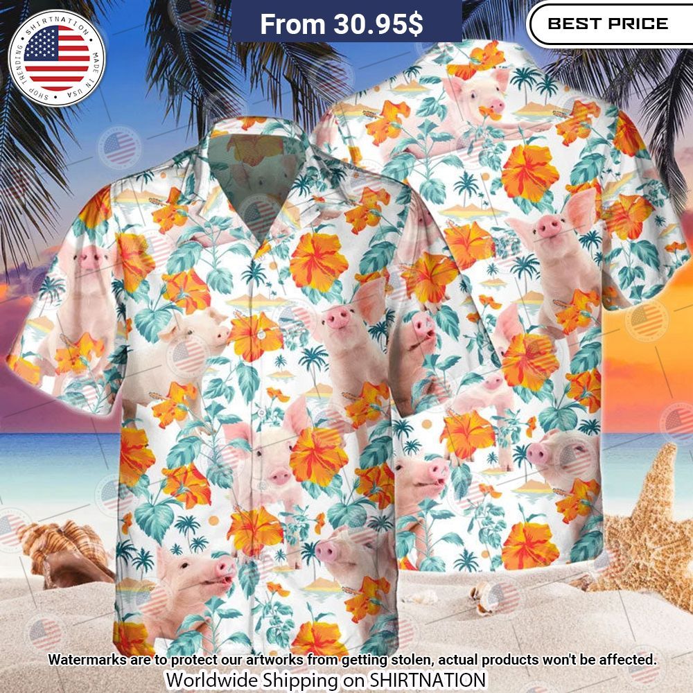 Funny Pig Hibiscus Flowers Custom Hawaiian Shirt You look fresh in nature