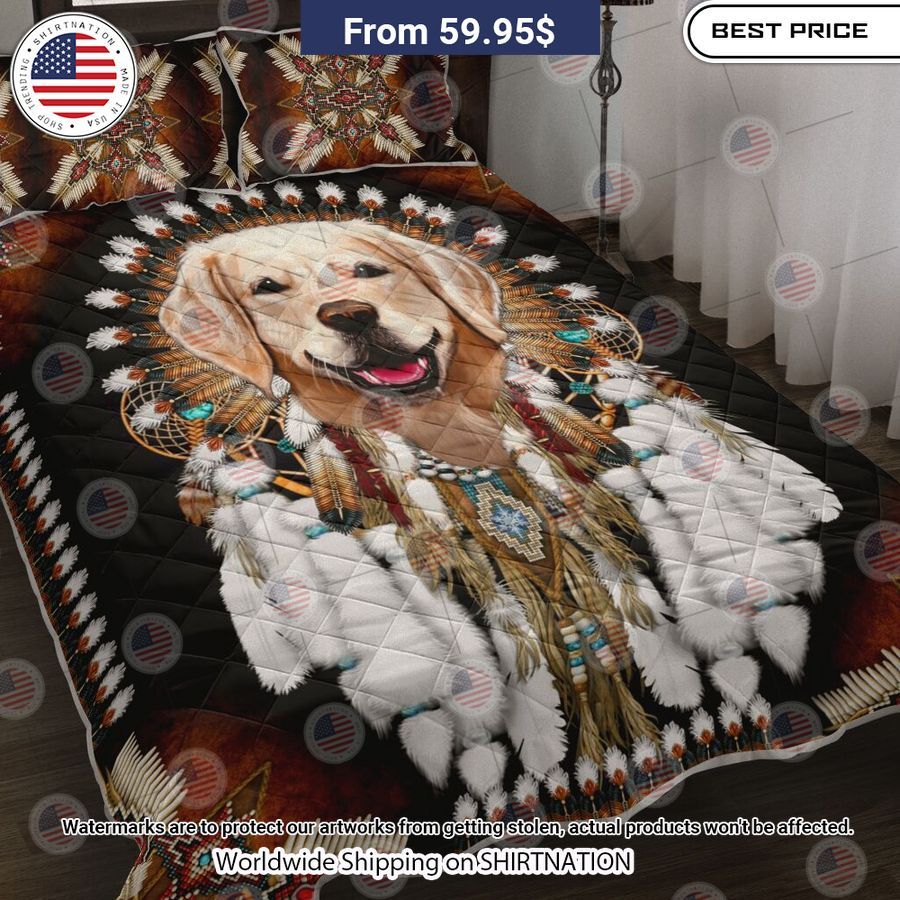Golden Retriever Dog Native American Rosette Bedding Looking so nice