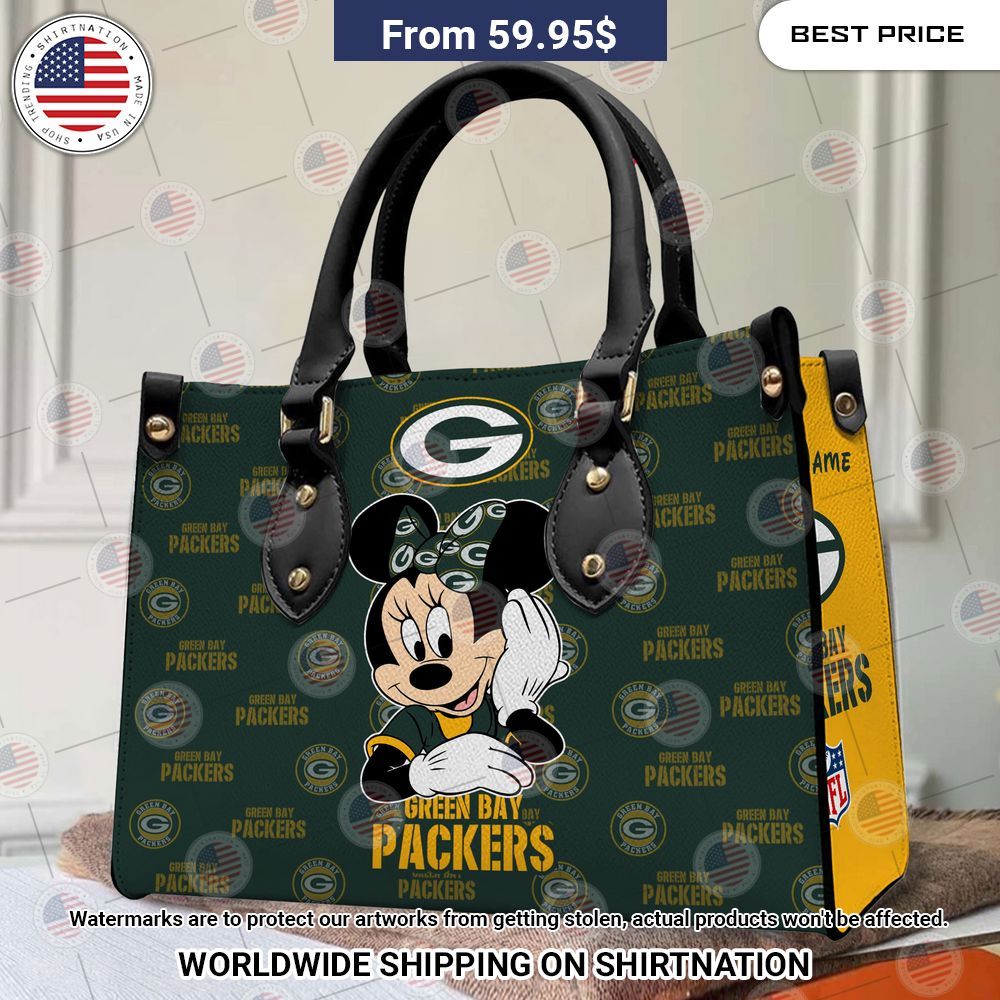 Green Bay Packers Minnie Mouse Leather Handbag Heroine