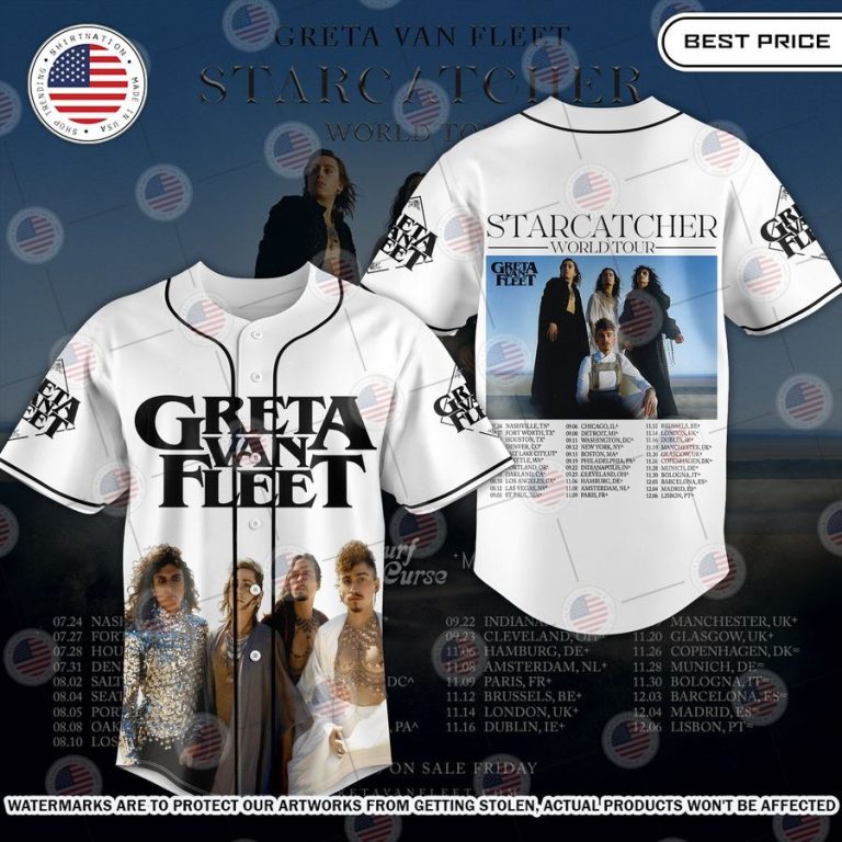 Greta Van Fleet World Tour Baseball Jersey Wow! What a picture you click