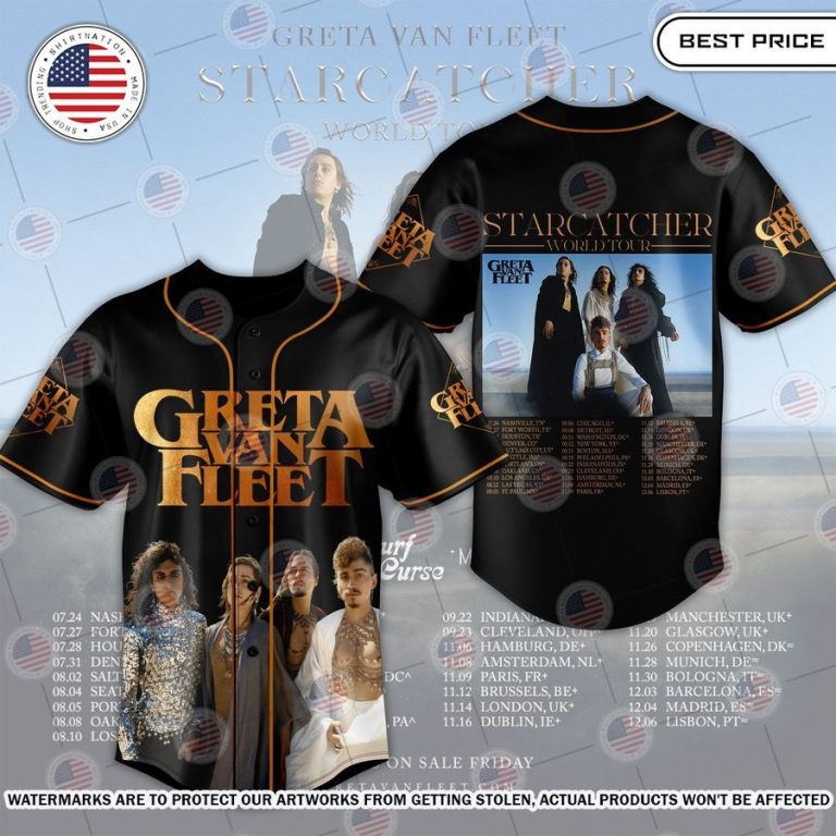 Greta Van Fleet World Tour Baseball Jersey Wow, cute pie