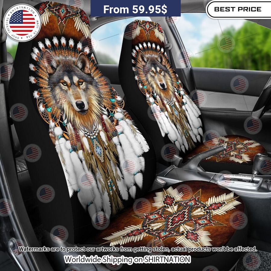 Grey Wolf Native American Seat Cover You always inspire by your look bro