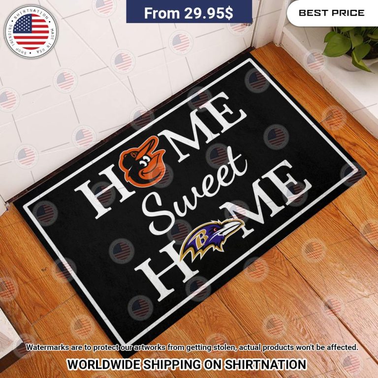 Home Sweet Home Baltimore Ravens and Baltimore Orioles Doormat Long time