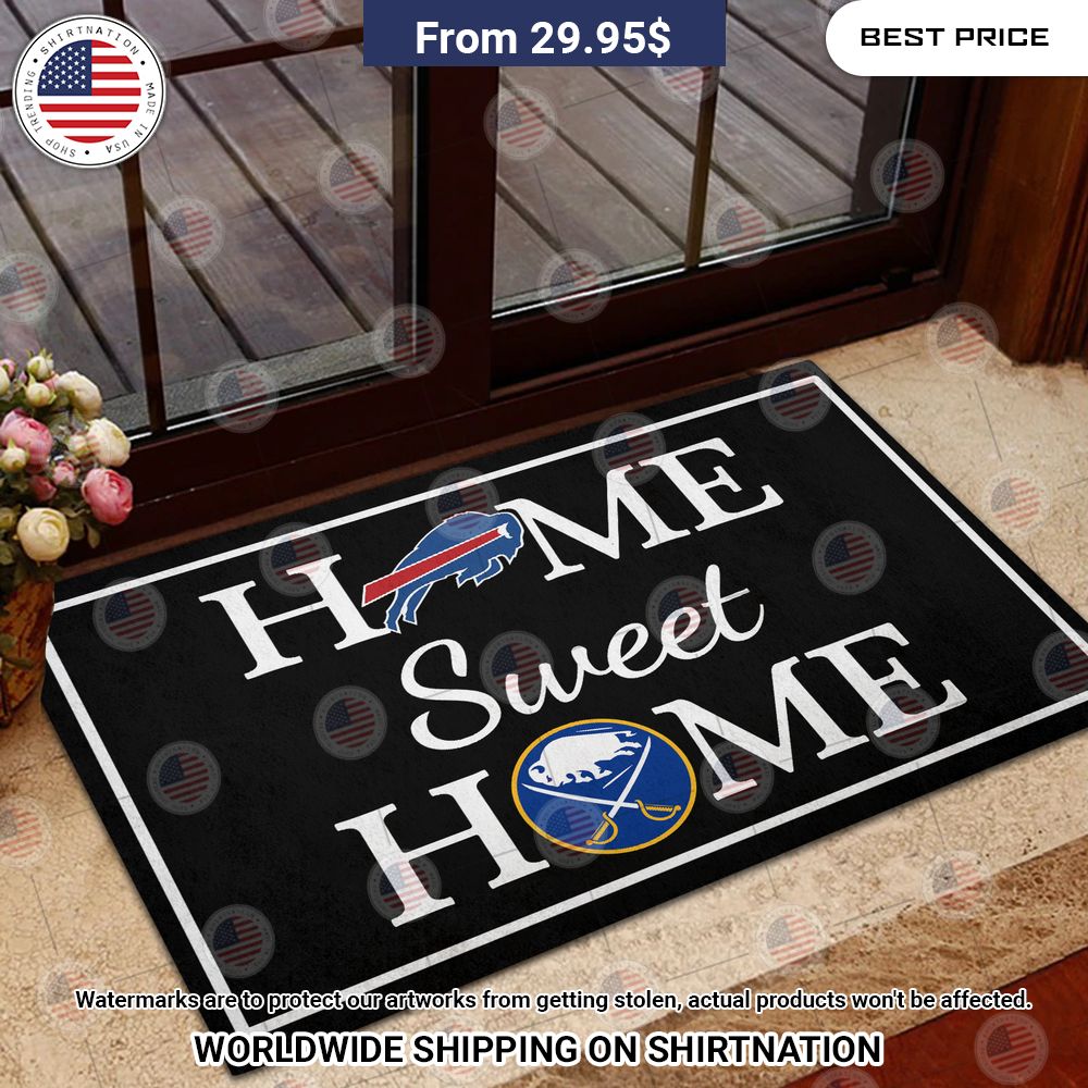 Home Sweet Home Buffalo Bills and Buffalo Sabres Doormat