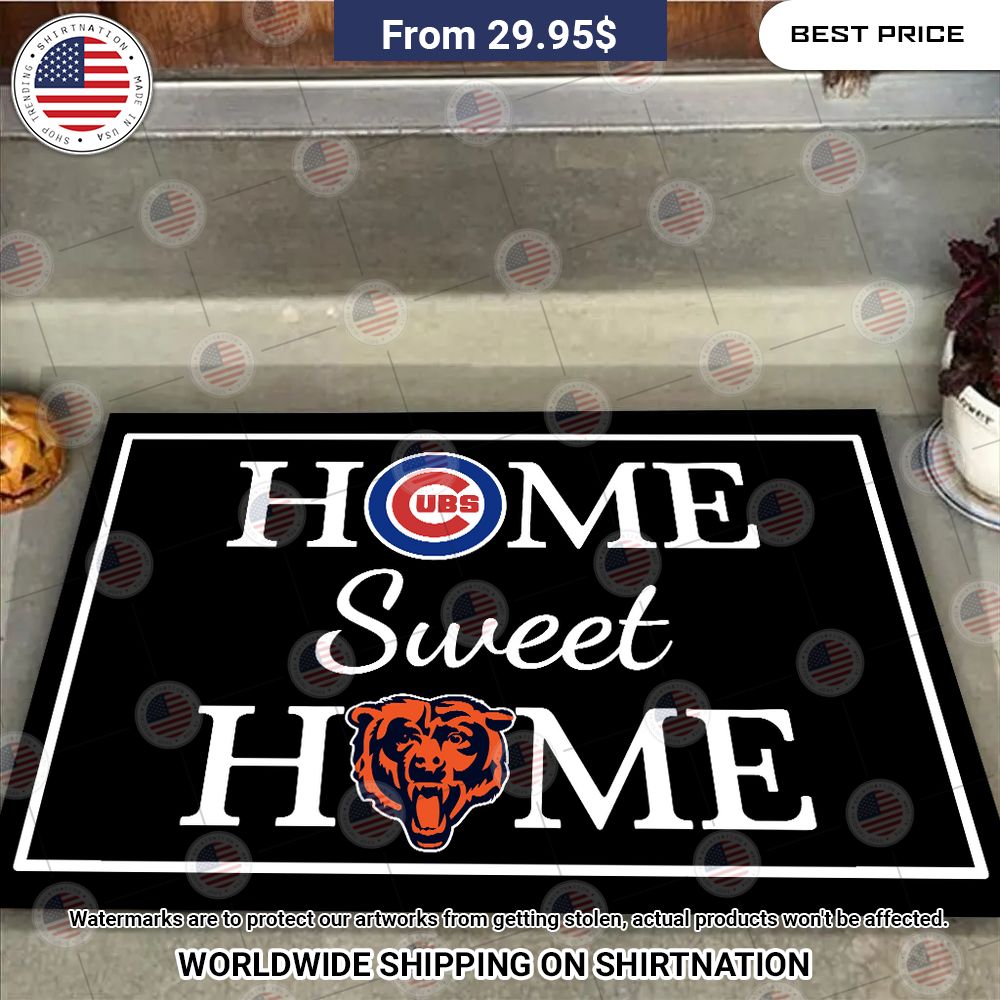 Home Sweet Home Chicago Cubs and Chicago Bears Doormat Heroine