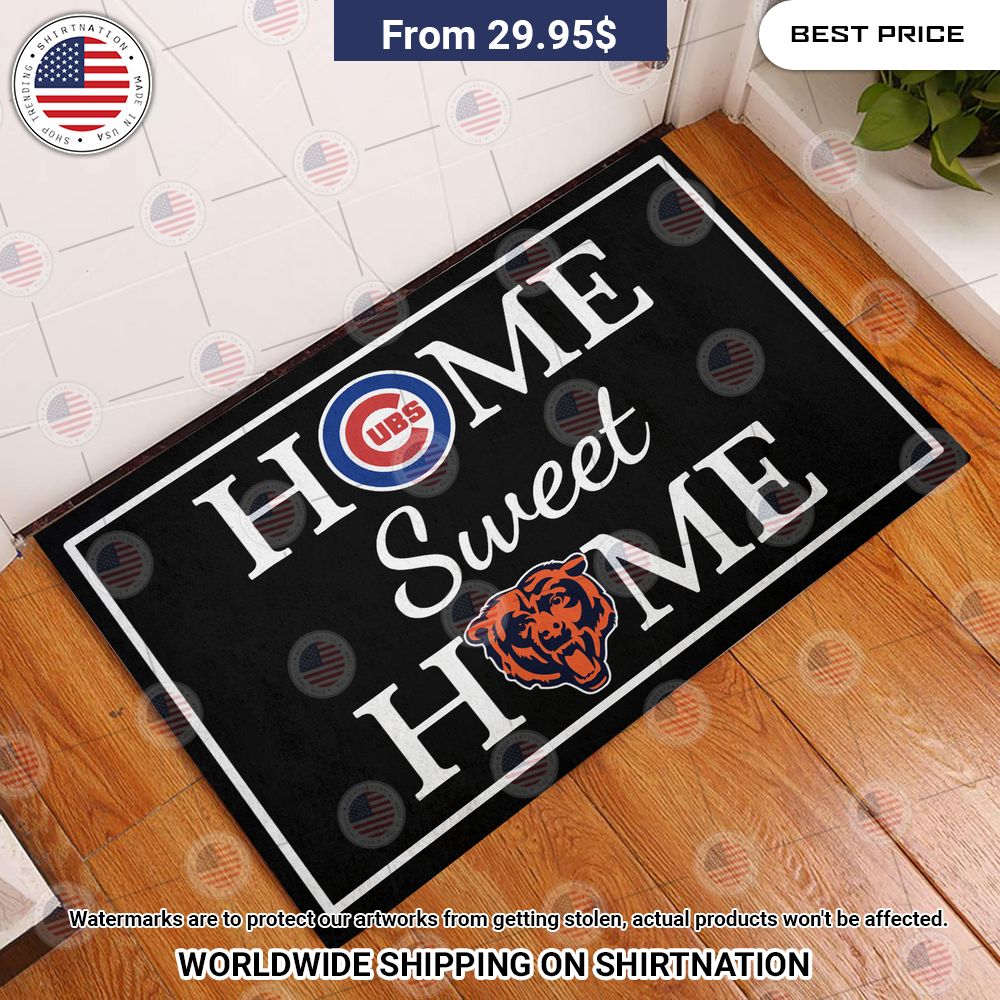 Home Sweet Home Chicago Cubs and Chicago Bears Doormat Loving click