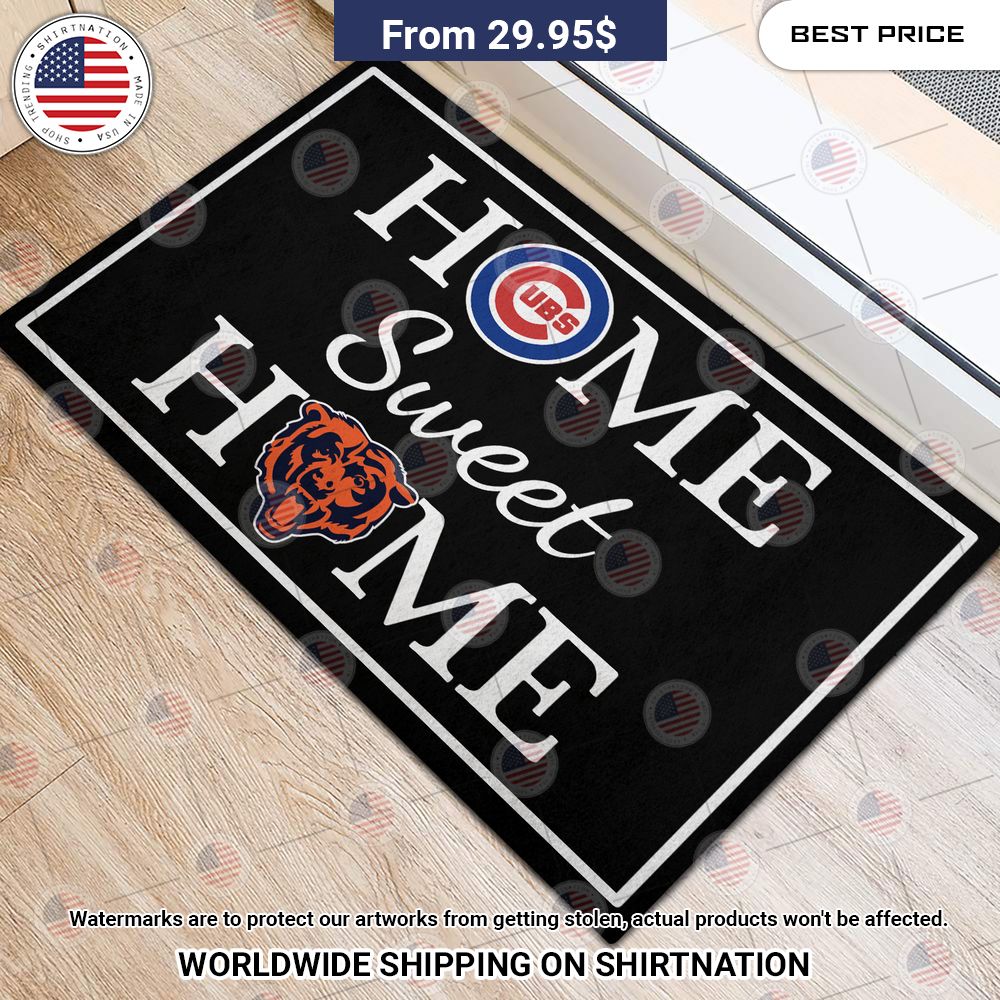 Home Sweet Home Chicago Cubs and Chicago Bears Doormat Good one dear