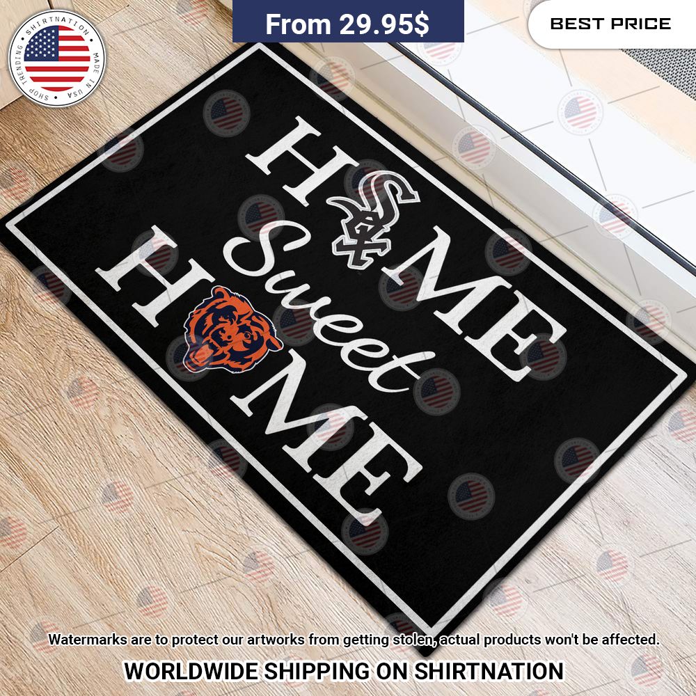 Home Sweet Home Chicago White Sox and Chicago Bears Doormat Rocking picture