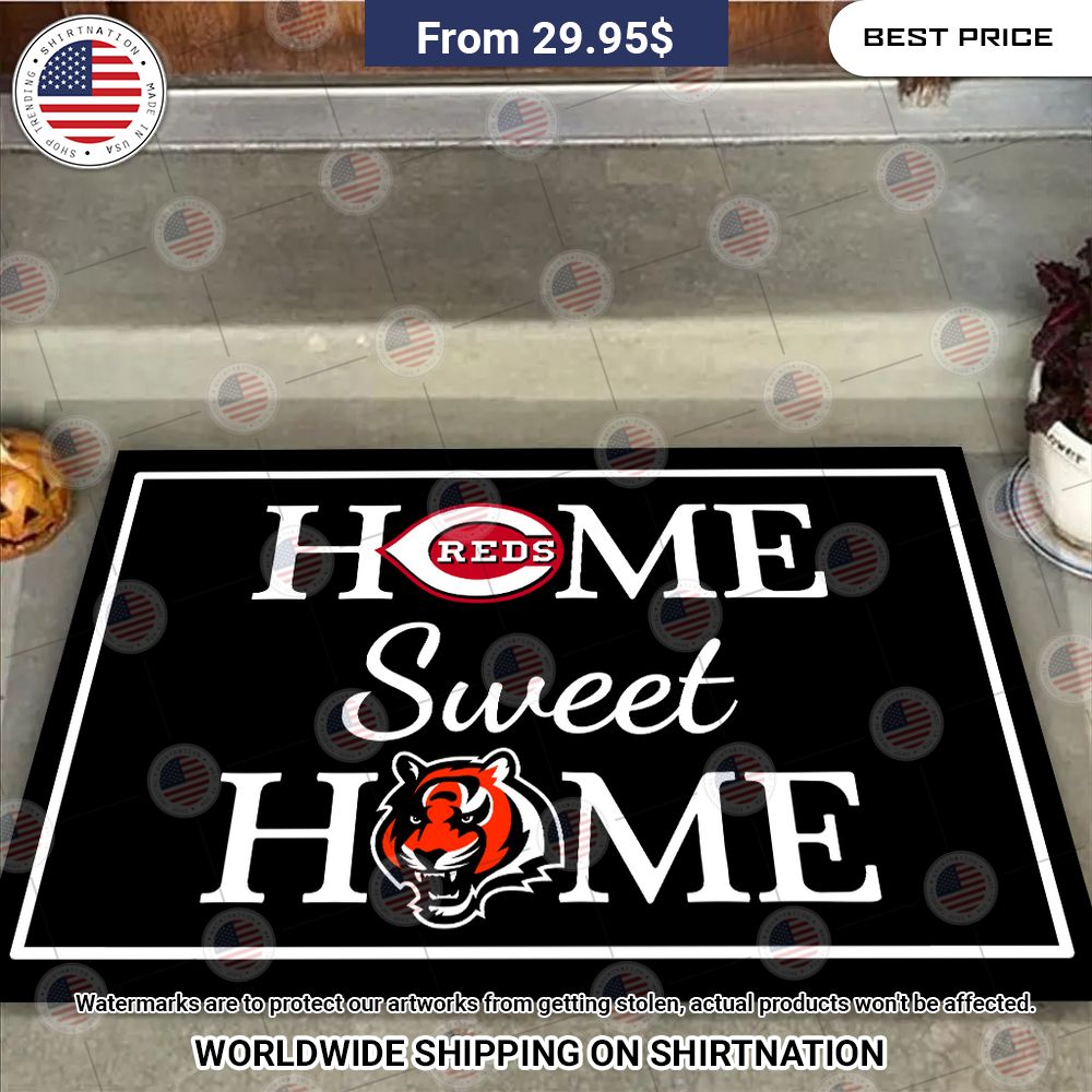 Home Sweet Home Cincinnati Reds and Cincinnati Bengals Doormat Super sober