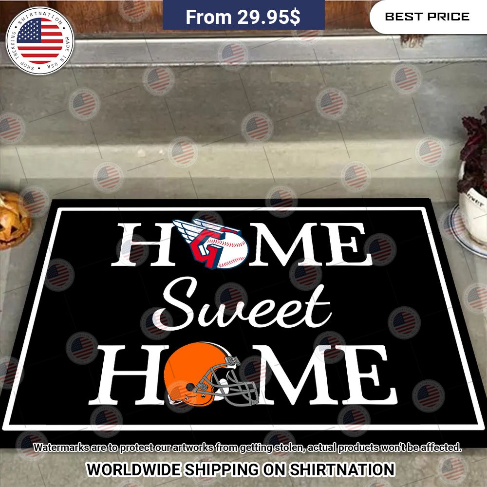 Home Sweet Home Cleveland Browns and Cleveland Guardians Doormat Sizzling