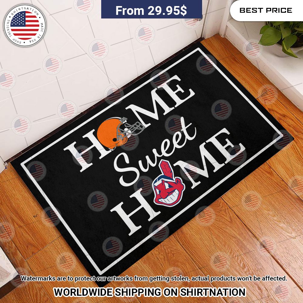 Home Sweet Home Cleveland Guardians and Cleveland Browns Doormat