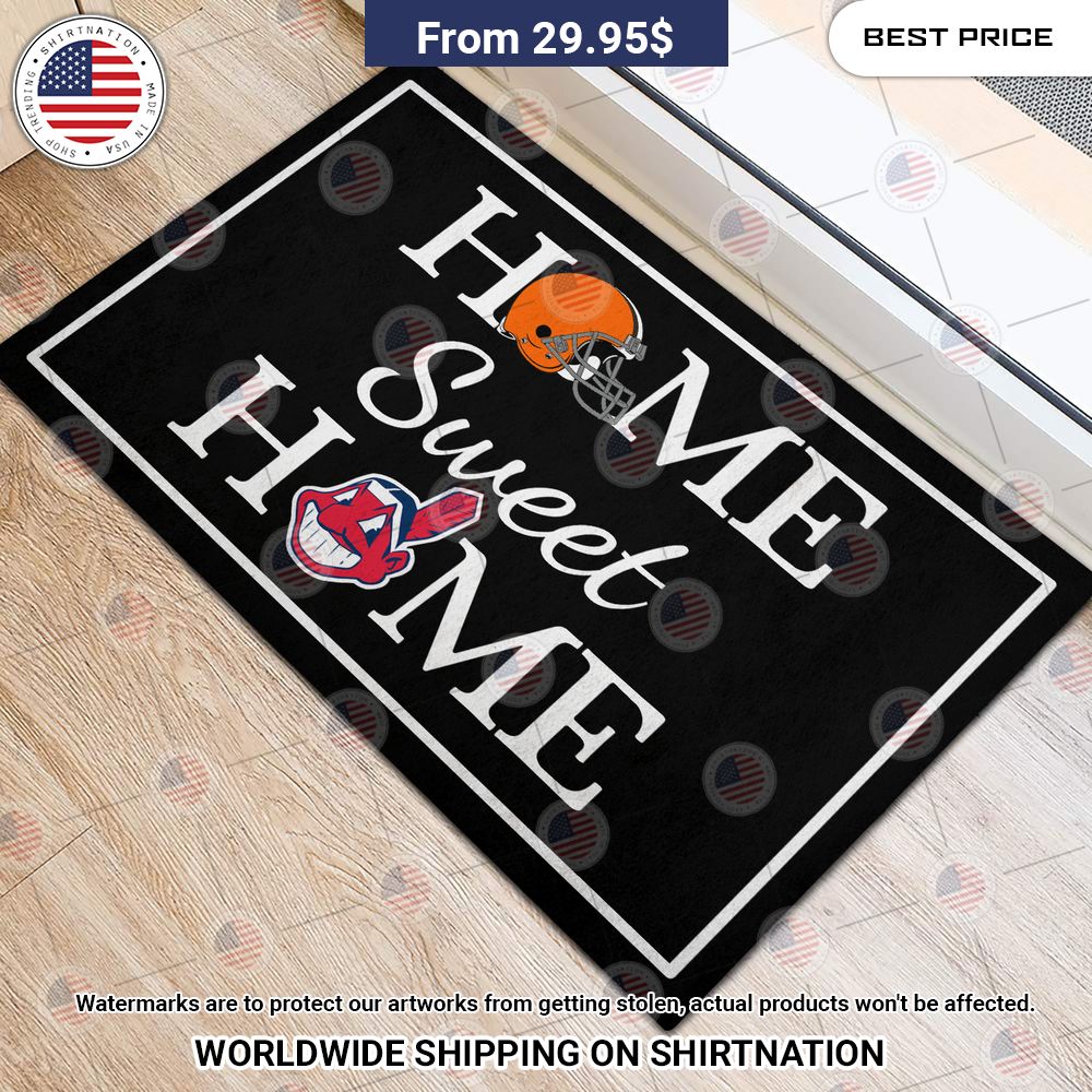 Home Sweet Home Cleveland Guardians and Cleveland Browns Doormat Super sober