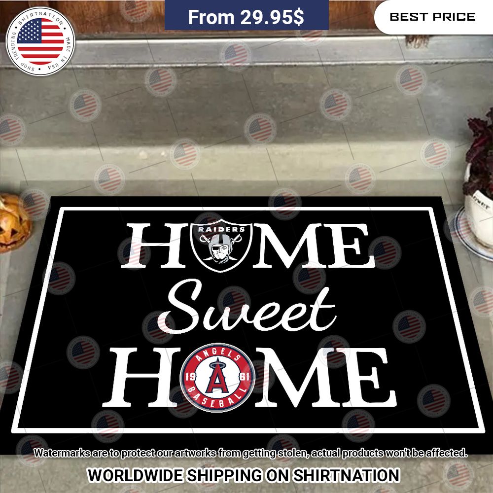 Home Sweet Home Las Vegas Raiders and Los Angeles Angels Doormat