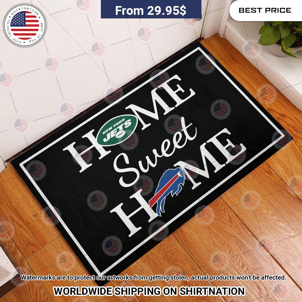 Home Sweet Home New York Jets and Buffalo Bills Doormat Heroine