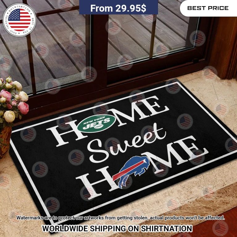 Home Sweet Home New York Jets and Buffalo Bills Doormat Beauty queen