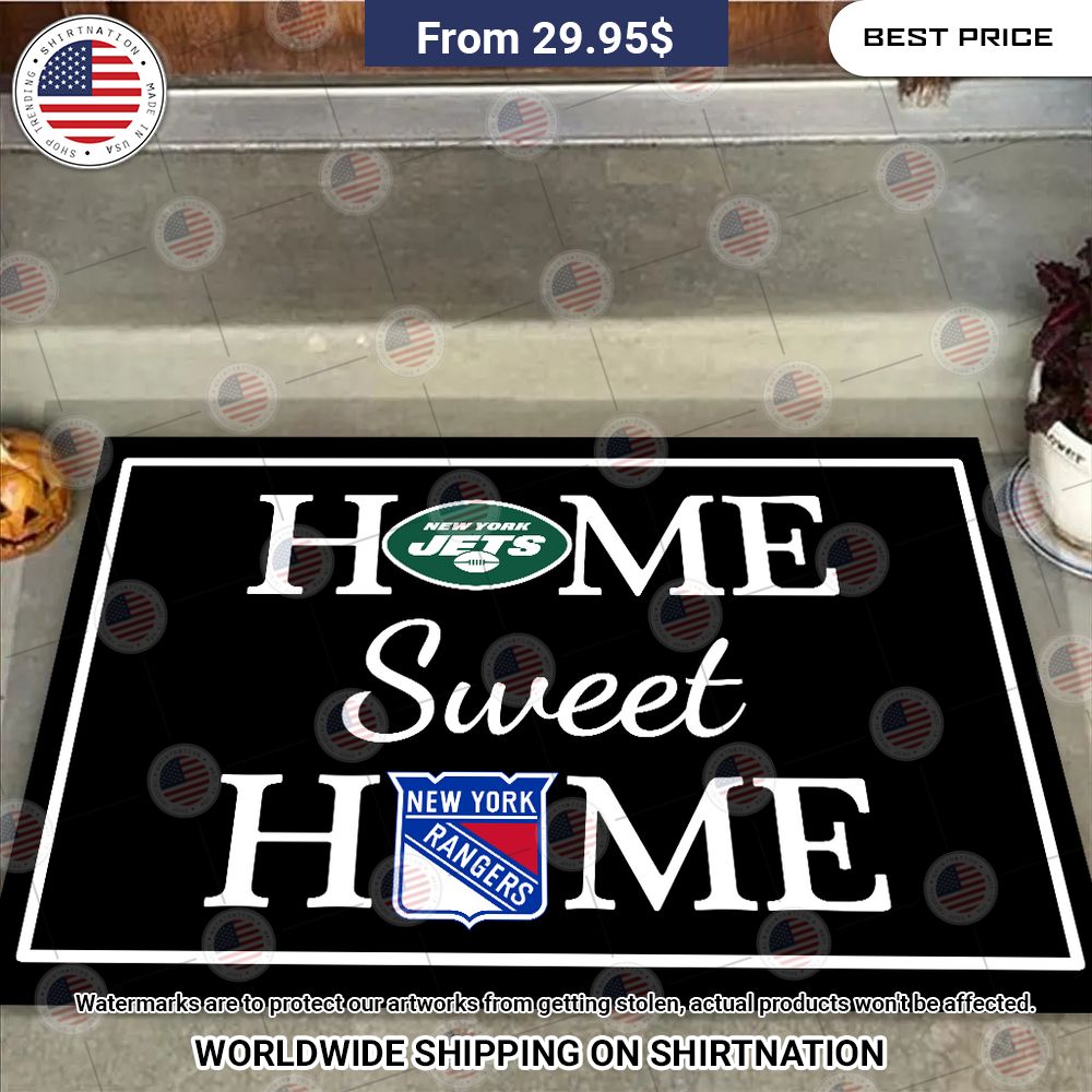 Home Sweet Home New York Jets and New York Rangers Doormat Coolosm