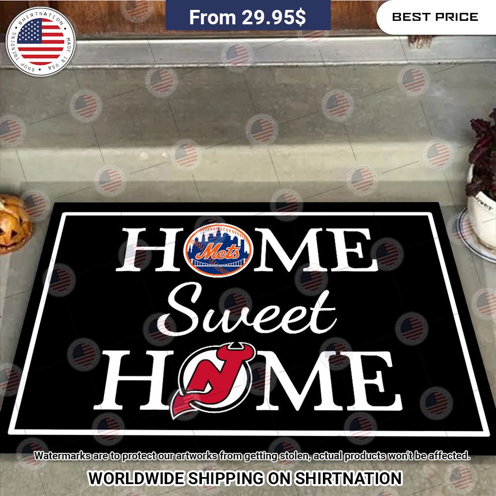 Home Sweet Home New York Mets and New Jersey Devils Doormat Beauty queen