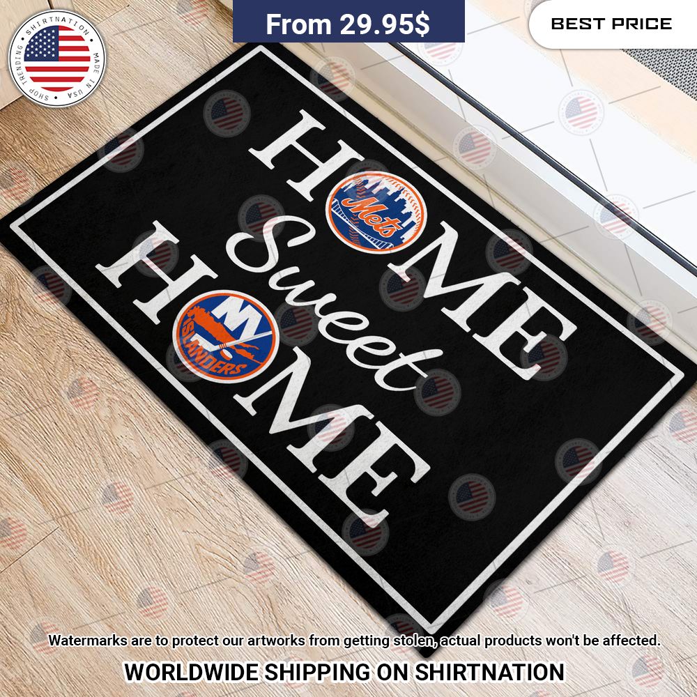 Home Sweet Home New York Mets and New York Islanders Doormat Long time