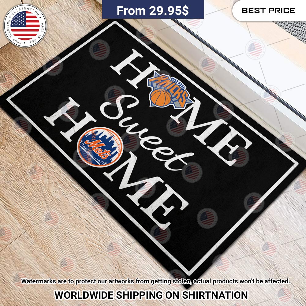 Home Sweet Home New York Mets and New York Knicks Doormat Nice Pic