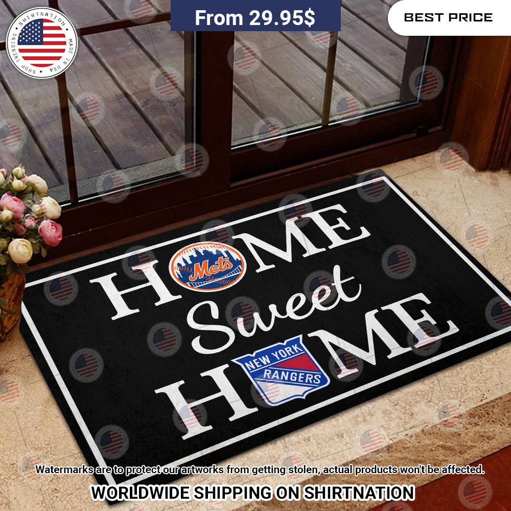 Home Sweet Home New York Mets and New York Rangers Doormat