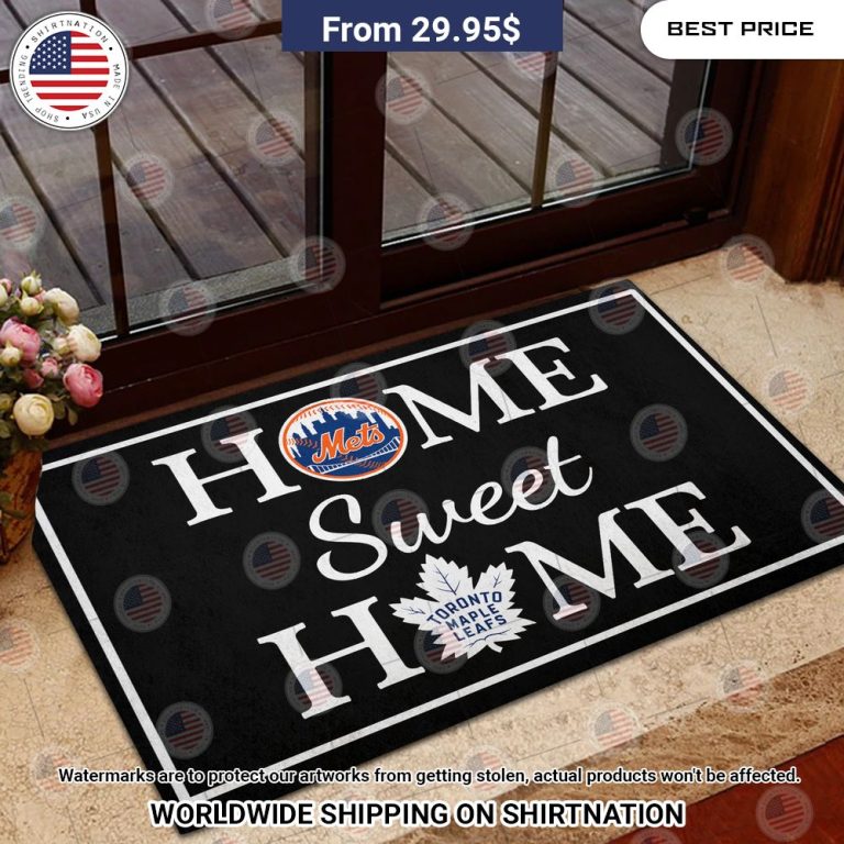 Home Sweet Home New York Mets and Toronto Maple Leafs Doormat Cool look bro