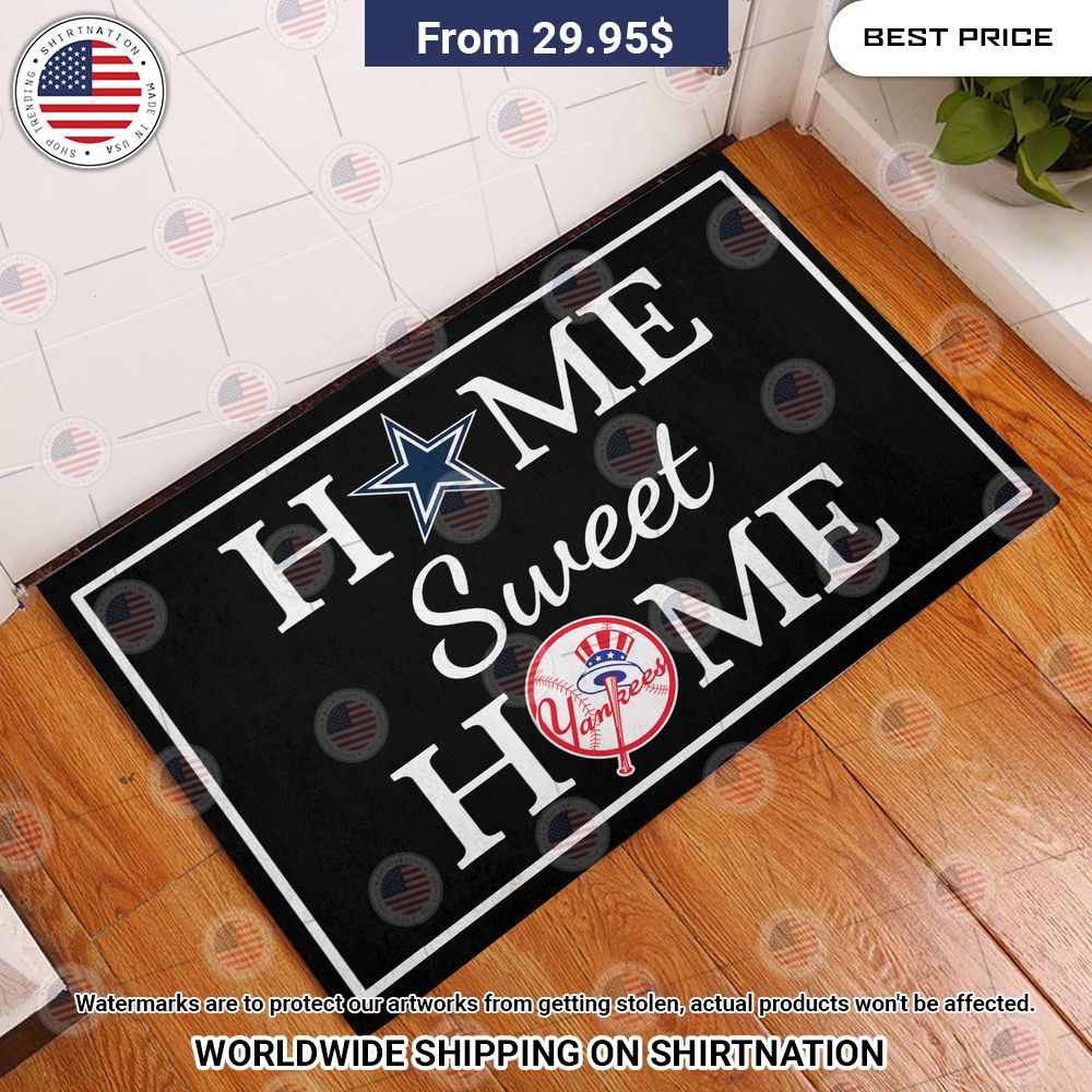 Home Sweet Home New York Yankees and Dallas Cowboys Doormat Generous look