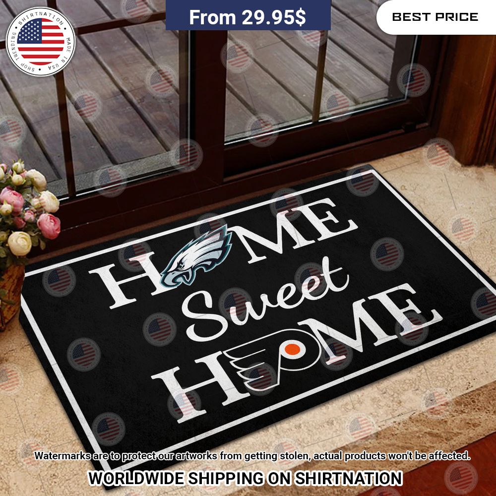 Home Sweet Home Philadelphia Eagles and Philadelphia Flyers Doormat Stunning