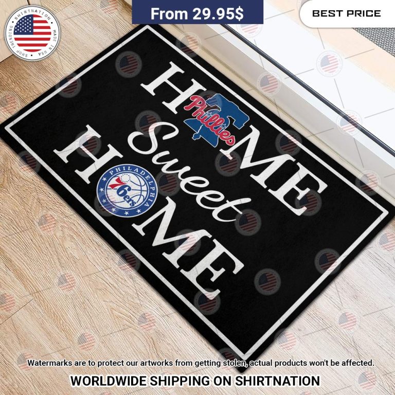 Home Sweet Home Philadelphia Phillies and Philadelphia 76ers Doormat Sizzling