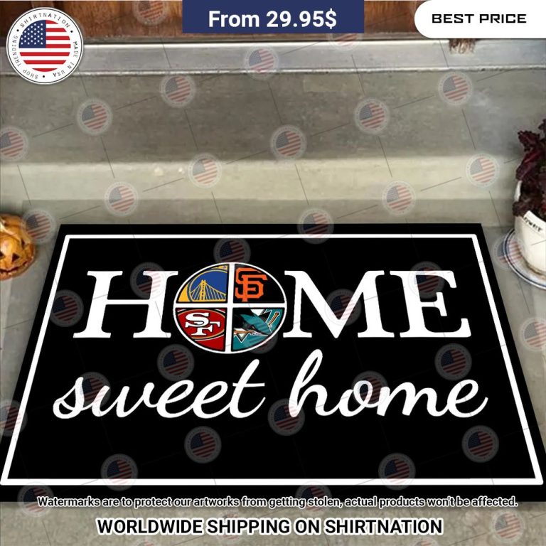 home sweet home san francisco 49ers san francisco giants golden state warriors worcester sharks doormat 1 966.jpg