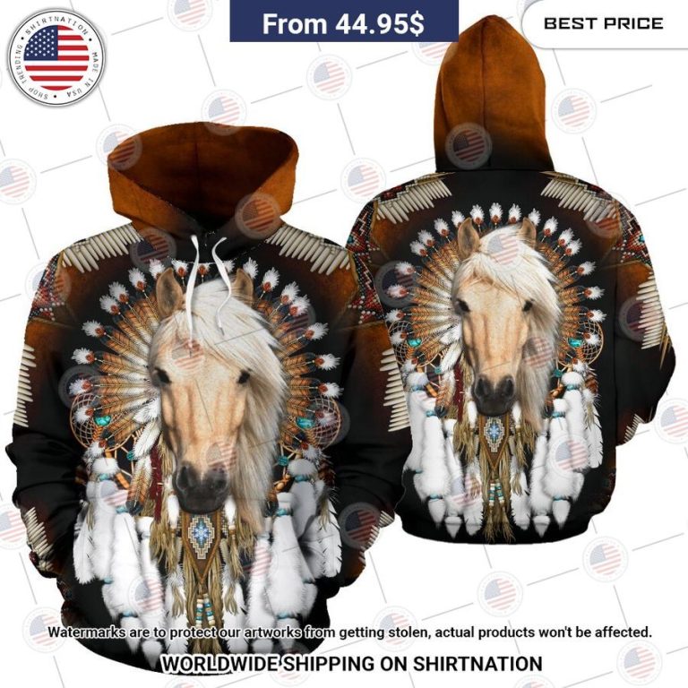 Horse Native American Rosette Hoodie Cutting dash