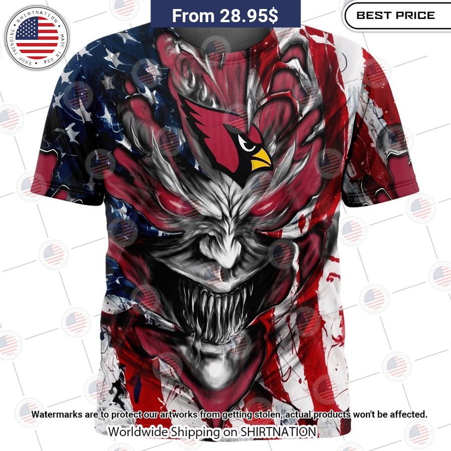 HOT Arizona Cardinals Demon Face American Flag Shirt Gang of rockstars