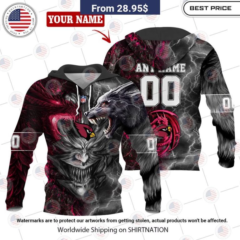 HOT Arizona Cardinals Demon Face Wolf Dragon Shirt You look too weak