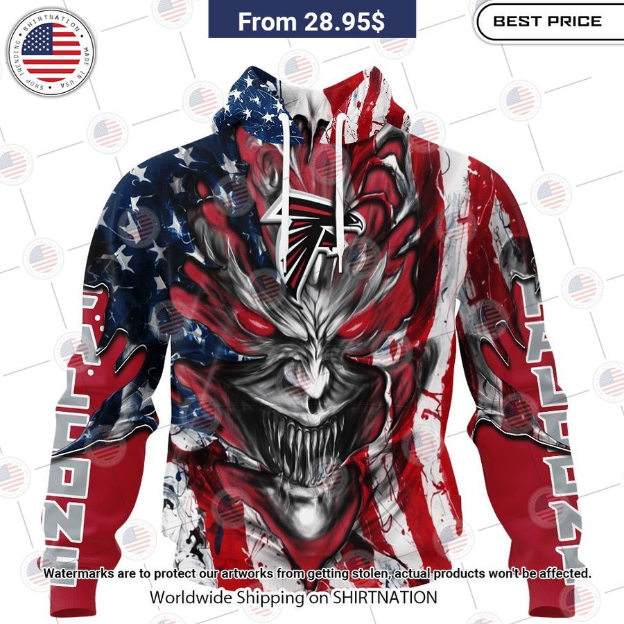 HOT Atlanta Falcons Demon Face American Flag Shirt