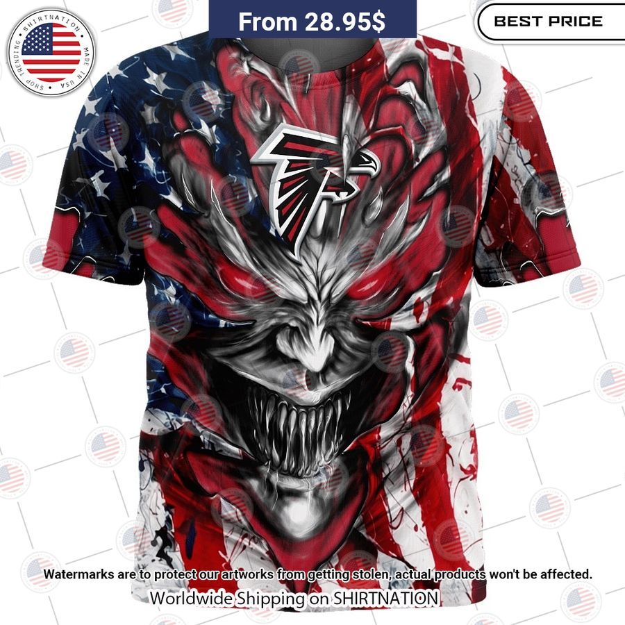 HOT Atlanta Falcons Demon Face American Flag Shirt Speechless