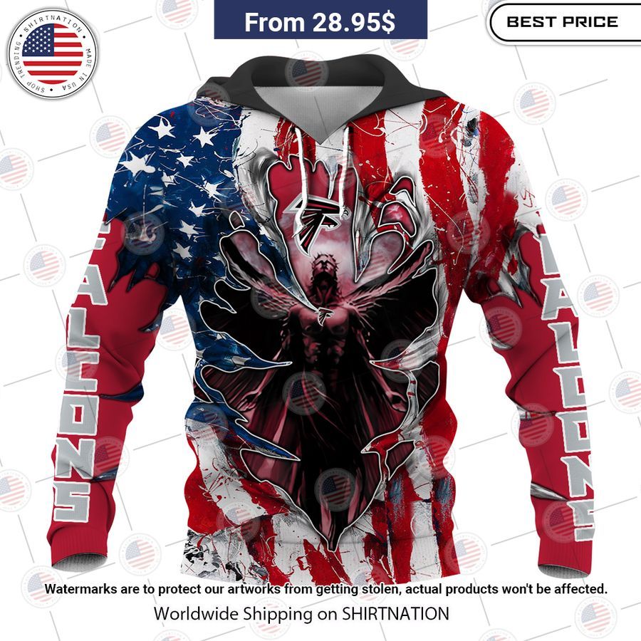HOT Atlanta Falcons US Flag Angel Shirt Amazing Pic