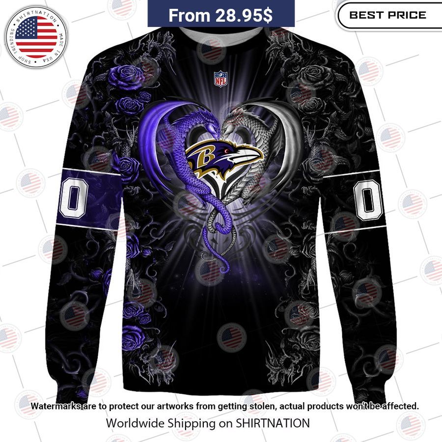HOT Baltimore Ravens Dragon Rose Shirt Cutting dash