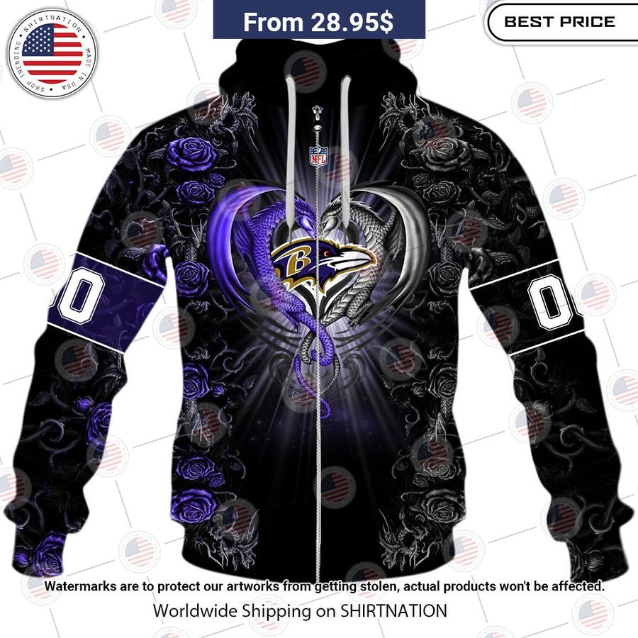 HOT Baltimore Ravens Dragon Rose Shirt Cool look bro
