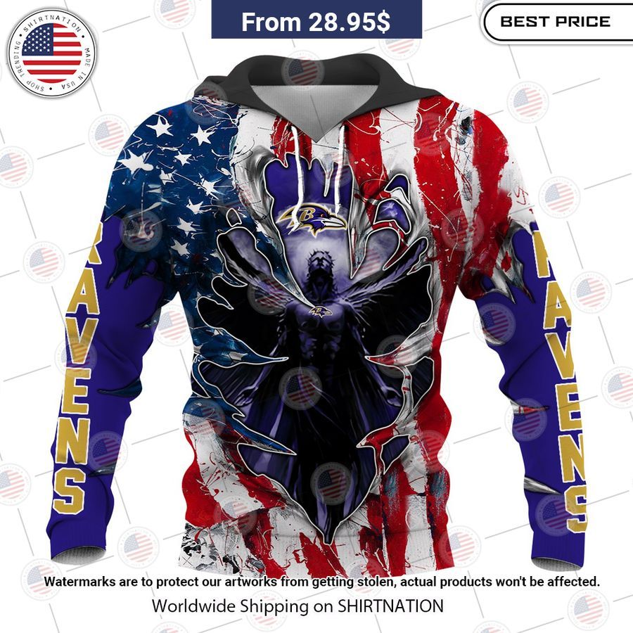 HOT Baltimore Ravens US Flag Angel Shirt You look handsome bro